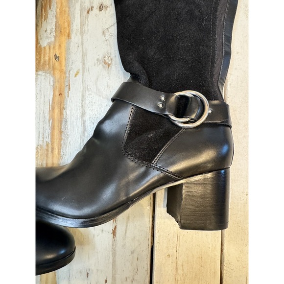 Marc Fisher Over Knee Riding Boots Editer Women's Size 9 Black Leather Worn Once - Picture 9 of 16
